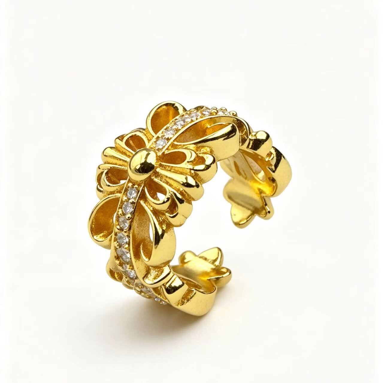 Chrome Hearts Elegant Gold Ring with Diamond Accents